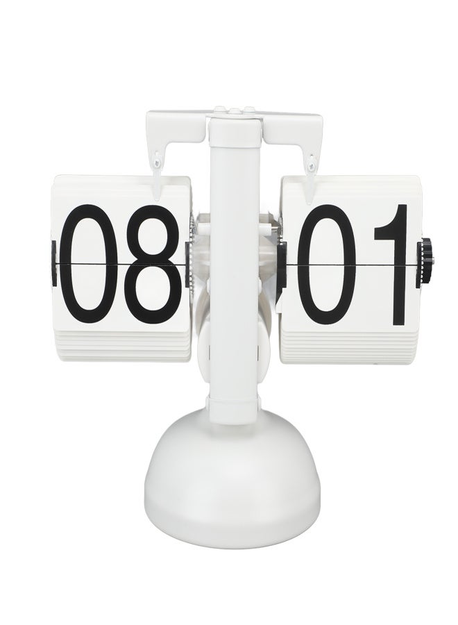 Flip Clock Large Number Battery Powered 304 Stainless Steel Tabletop Retro Flip Clock for Home Office 24 Hours All White - Image 4