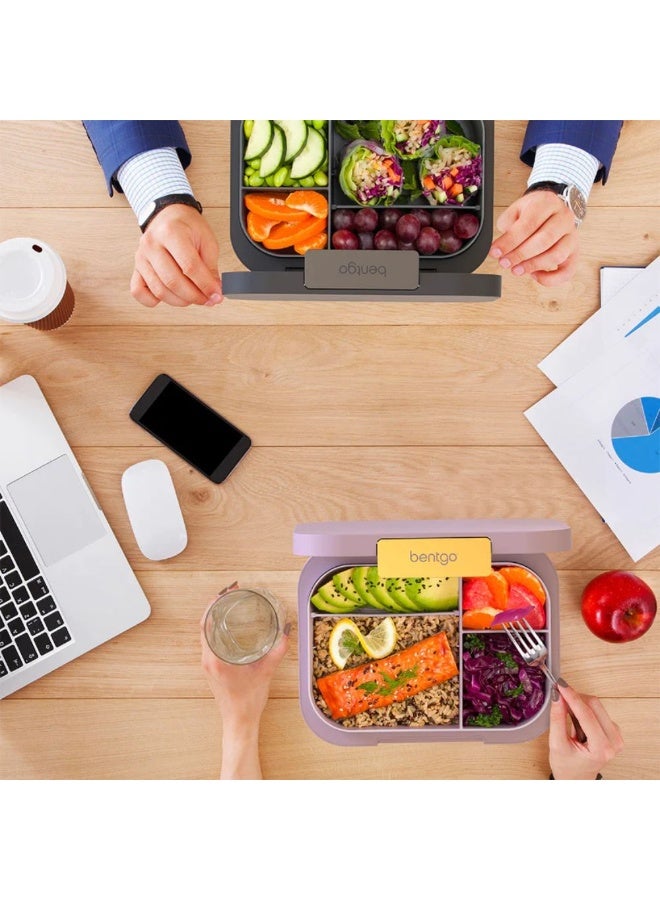 Bentgo صندوق غداء حديث للبالغين بأربعة أقسام 850 مل رمادي داكن - Image 4