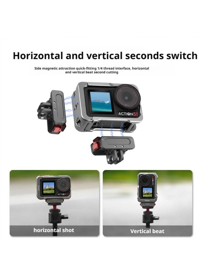 Protective Case for DJI Osmo Action 5 Pro/Action 4 3 Aluminum Alloy Frame with Magnetic Mount Cold Shoe Quick Release Cover for Osmo Action 5Pro 4 3 Camera Accessories - Image 3