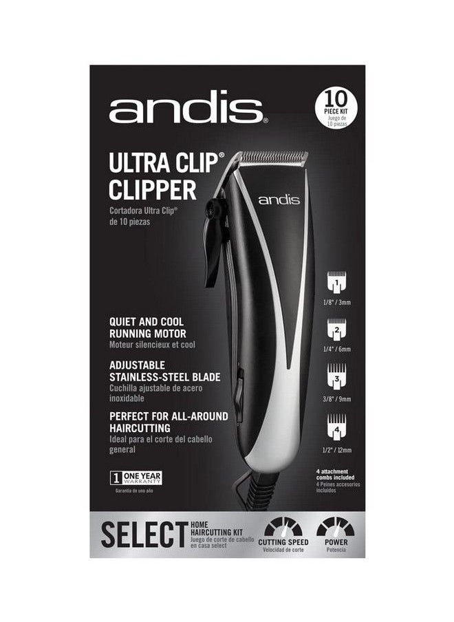 andis - Ultra Clip Adjustable Blade 10Piece Home Haircut Kit Black - Image 1