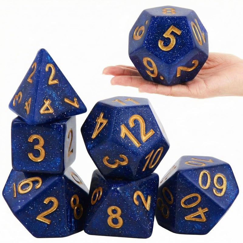Arrowbash 6 Pcs Jumbo Polyhedra Dice 394 Inch Jumbo Foam Polyhedral Dice 6 Set 4 6 8 10 12 Sides Gifts for Games Teach Numbers Addition Subtraction Probability LearningStarry Sky Blue - Image 3
