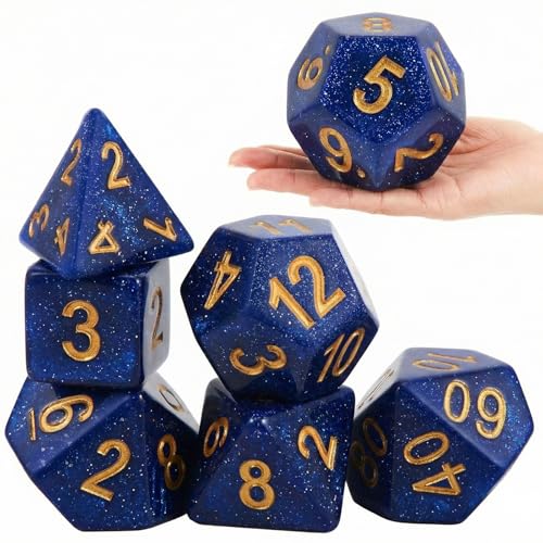 Arrowbash 6 Pcs Jumbo Polyhedra Dice 394 Inch Jumbo Foam Polyhedral Dice 6 Set 4 6 8 10 12 Sides Gifts for Games Teach Numbers Addition Subtraction Probability LearningStarry Sky Blue - Image 1