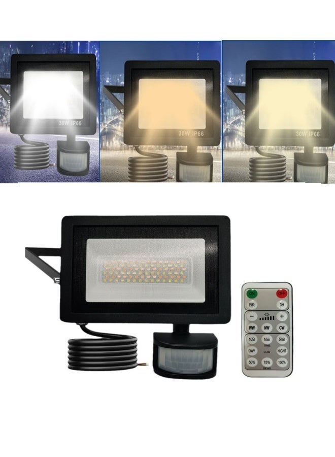 Furtey 30W LED Spotlight with Motion Sensor 3000LM 6500K Headlight Floodlight IP66 Waterproof LED Spotlight Ideal Outdoor Lighting for Garden Garage Sportplate Daylight White [Energy Class F] - Image 1