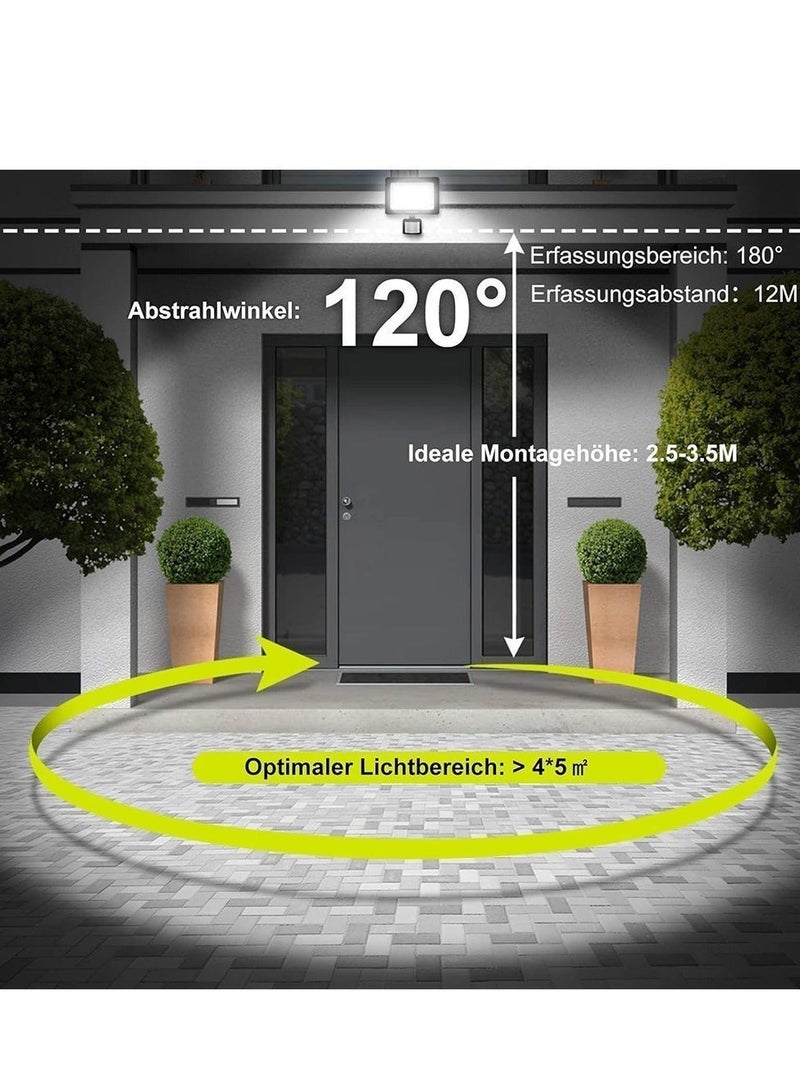 Furtey 30W LED Spotlight with Motion Sensor 3000LM 6500K Headlight Floodlight IP66 Waterproof LED Spotlight Ideal Outdoor Lighting for Garden Garage Sportplate Daylight White [Energy Class F] - Image 5