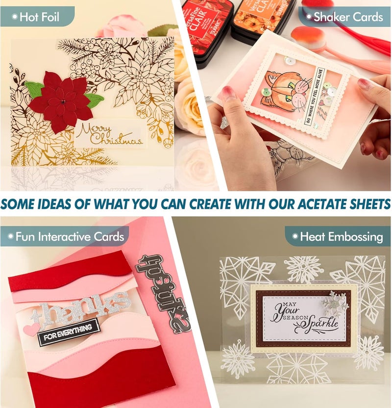 BAOFALI 10 Pcs 8.5x11inch Heat Resistant Clear Acetate Sheets for Embossing and Stamping for Shaker Cards Window Plastic Sheets DIY Scrapbooking Handmade Shaker Cards Album Photo Frame Accessories Anti-stati - Image 2