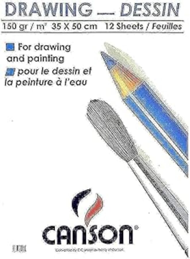 Canson Drawing Fine Paper (35 x 50cm, 12 Sheets)