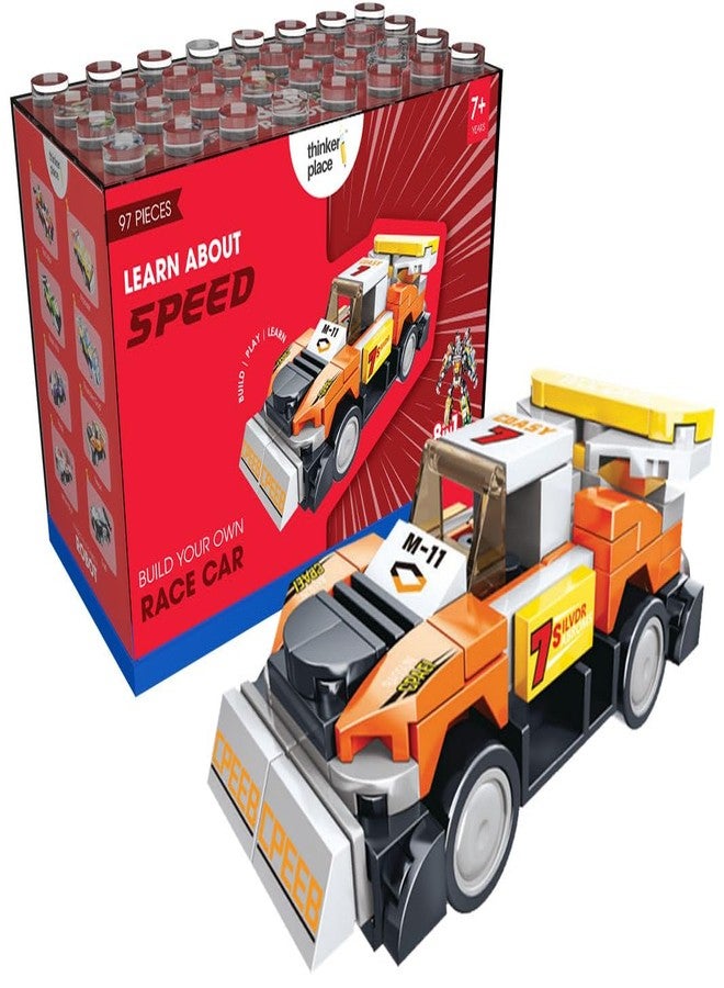 ThinkerPlace 8-in-1 Super Racing Car Neon (97 Pieces) | Learn About Speed | Building Block Set for Kids Age 6+ | STEM Educational Toy | Build, Collect & Create Mega Robot | Science & Learning Toy - Image 1