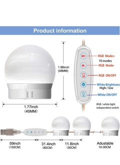 Generic Mirror Lights Vanity Lighting 10 LED Bulb Make up Decoration Lights Hollywood Style 16 Modes Color Changing Lights for Home Bedroom Bathroom Dressing Room（USB Powered, RGBW)  - Image 4