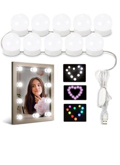 Generic Mirror Lights Vanity Lighting 10 LED Bulb Make up Decoration Lights Hollywood Style 16 Modes Color Changing Lights for Home Bedroom Bathroom Dressing Room（USB Powered, RGBW)  - Image 1