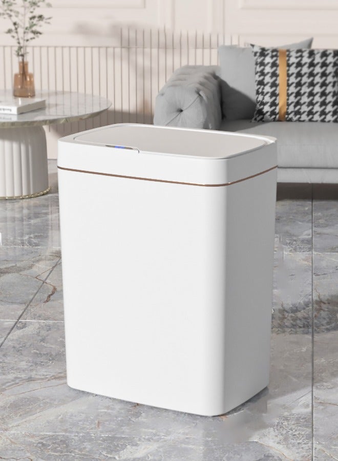 Bukela Smart Bathroom Trash Can 15L Auto Bagging, Touchless Sensor Bin IPX5 Waterproof - Electronic Garbage Can for Home Kitchen Bedroom, White - Image 1