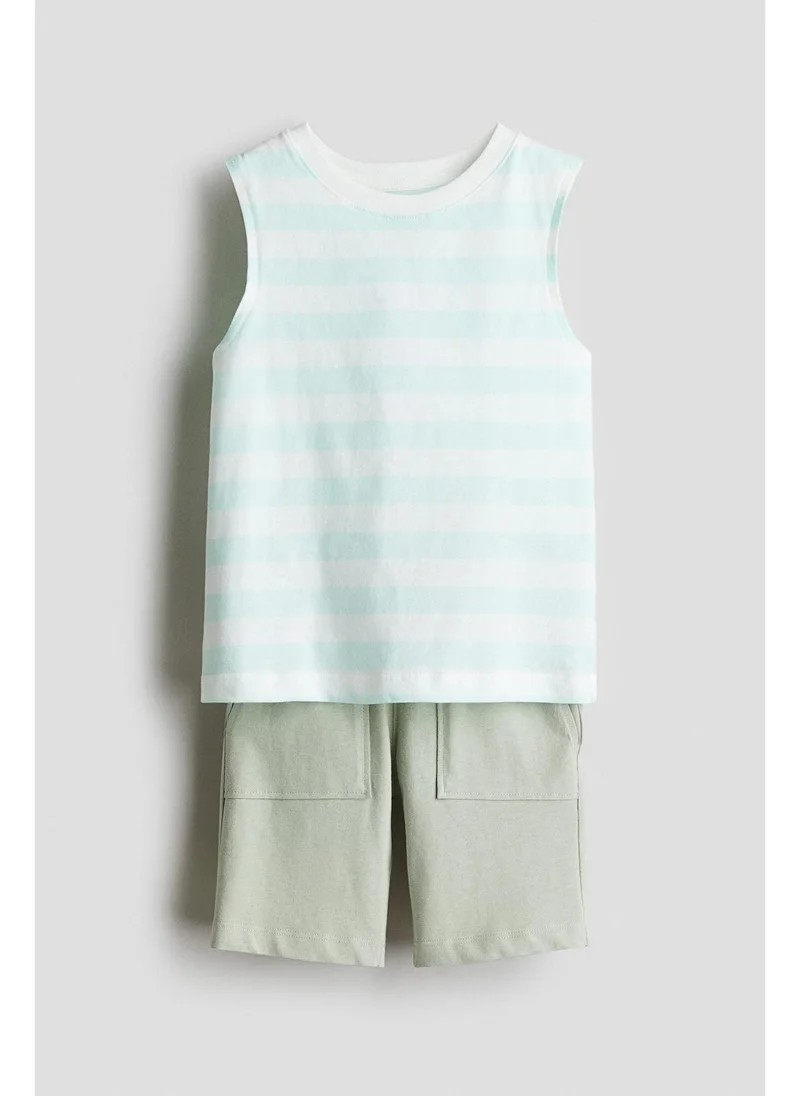 اتش اند ام 2-piece vest top and shorts cotton set