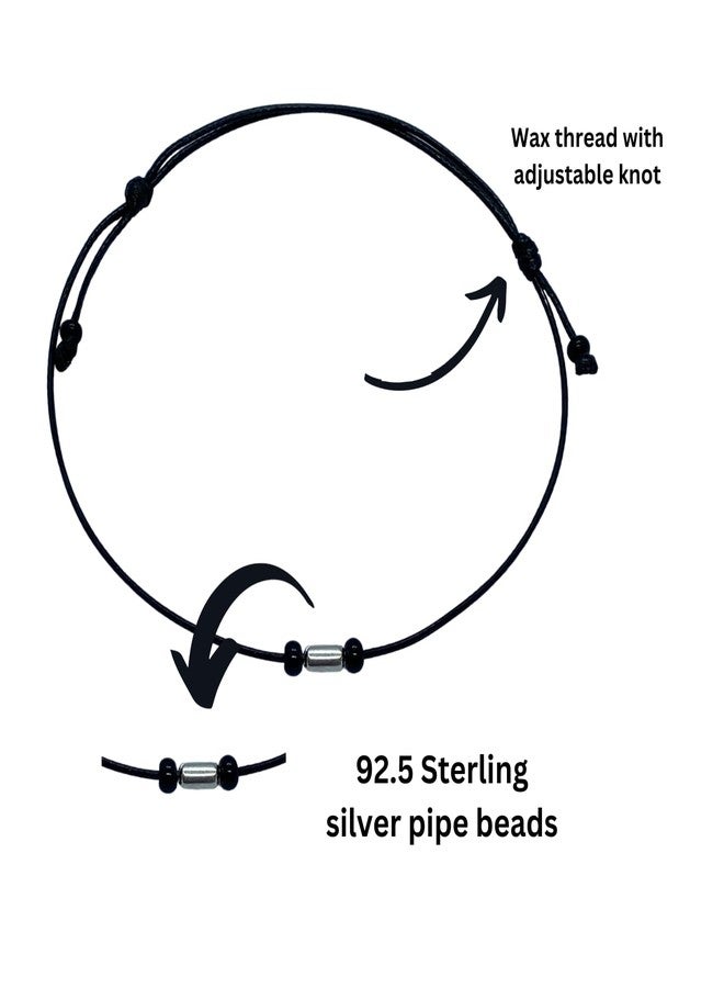 DARSHRAJ 925 Sterling Silver Pipe Handmade Thread Anklet Nazariya for Girls Women Adjustable Silver Thread Anklet - Image 2