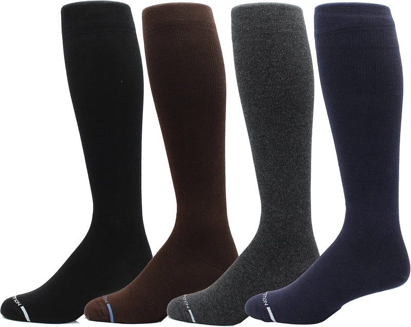 4 Pairs Men's Athletic Traveler Graduated Compression Knee High Socks