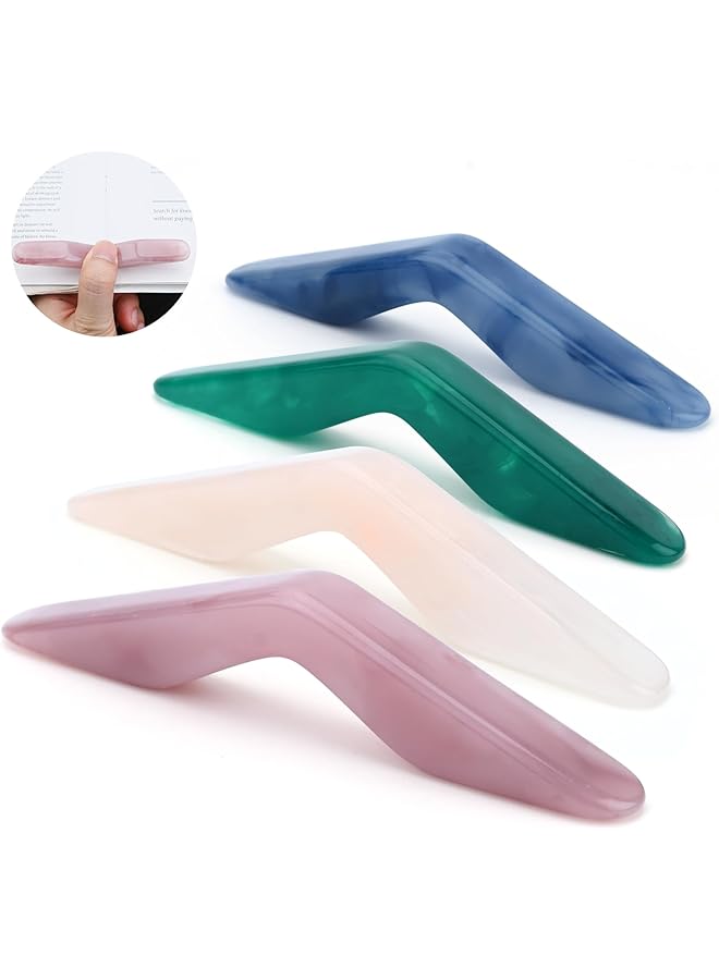 erorex 4 Pcs Handmade Thumb Book Page Holder Resin Reading Accessories Transparent Thumb Ring Handmade Personalized Ring Book Opener Floral Bookmark For Book Lovers Solid Color - Image 2