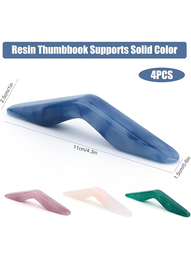 erorex 4 Pcs Handmade Thumb Book Page Holder Resin Reading Accessories Transparent Thumb Ring Handmade Personalized Ring Book Opener Floral Bookmark For Book Lovers Solid Color - Image 3