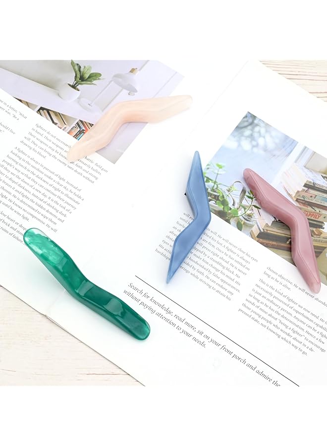 erorex 4 Pcs Handmade Thumb Book Page Holder Resin Reading Accessories Transparent Thumb Ring Handmade Personalized Ring Book Opener Floral Bookmark For Book Lovers Solid Color - Image 4