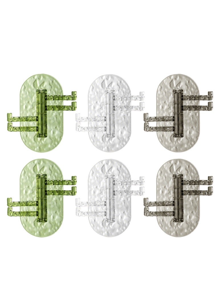 6 PCS Coat Hook Wall Mount Hanger Strong Self Adhesive Rotating Hook Wall Storage Rack Rotatable Multifunctional Hook Key Towel Holder Clothes Bag Rack Bathroom Kitchen Storage Accessories - Image 1