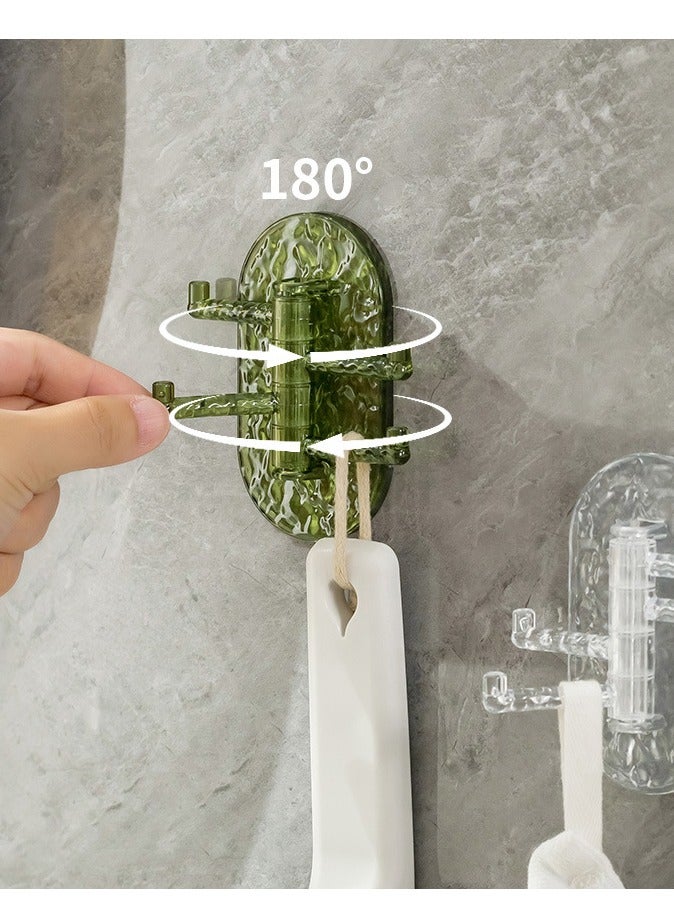 6 PCS Coat Hook Wall Mount Hanger Strong Self Adhesive Rotating Hook Wall Storage Rack Rotatable Multifunctional Hook Key Towel Holder Clothes Bag Rack Bathroom Kitchen Storage Accessories - Image 4