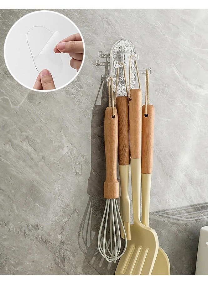 6 PCS Coat Hook Wall Mount Hanger Strong Self Adhesive Rotating Hook Wall Storage Rack Rotatable Multifunctional Hook Key Towel Holder Clothes Bag Rack Bathroom Kitchen Storage Accessories - Image 5