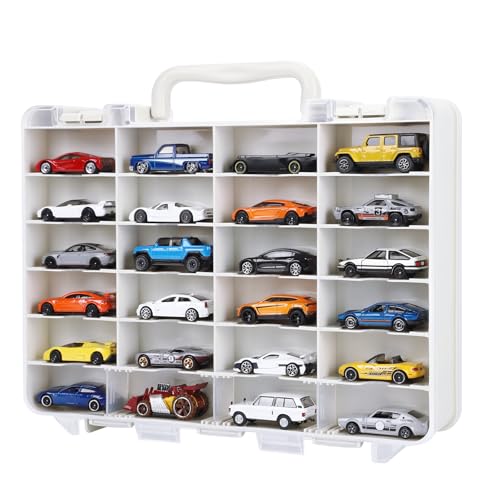 Saichotoy Storage Case for Hot Wheels Carrying Display Case for 164 Scale Toy Cars 48Slot DoubleSided Transparent Organizer with Builtin Steps Prevent Sliding Adjustable Dividers - Image 1