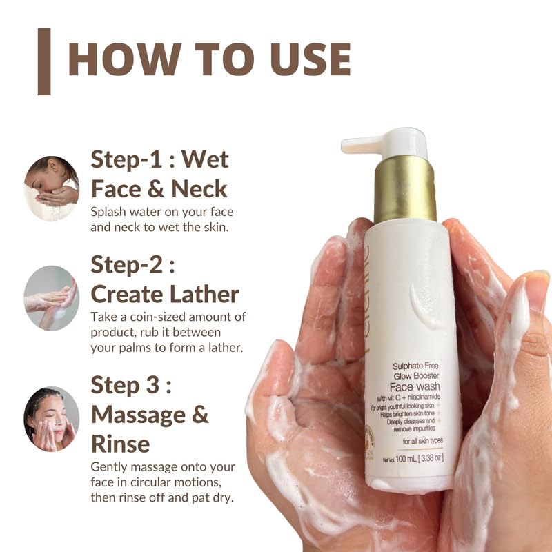 Perenne Sulphate Free Glow Booster Face Wash with Vitamin C and Niacinamide for Men and Women (100 ml) - Face Cleanser Helps to Reduce Tanning, Brighten Skin Tone for All Skin Types - Image 5