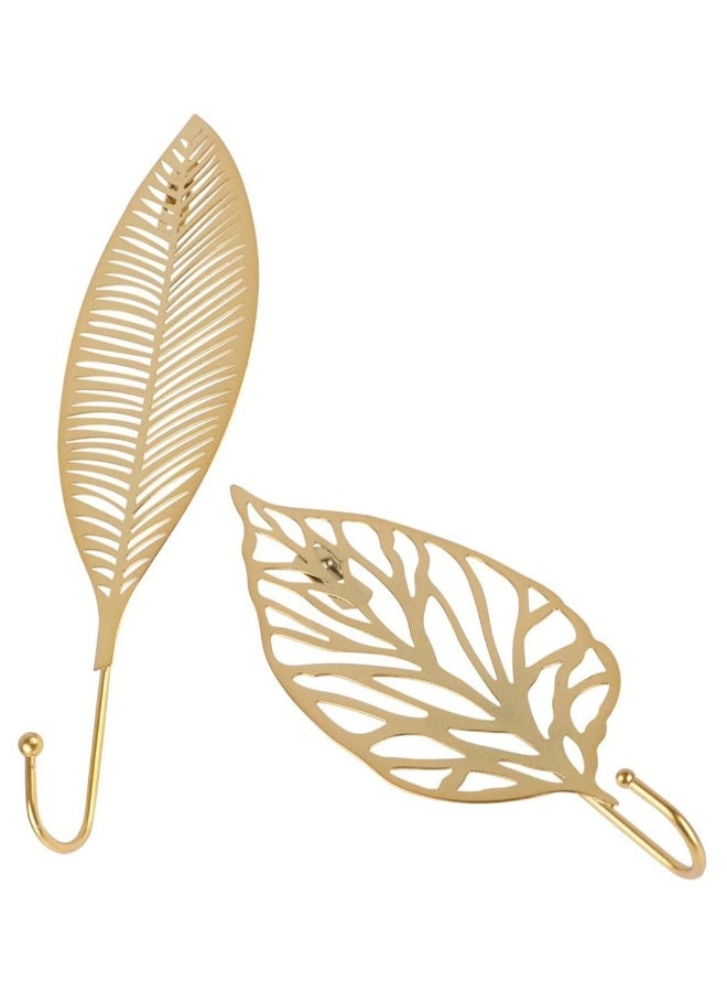 2Pcs Iron Decorative Wall Hooks Leaf Wall- Mounted Coat Hanger Key Holder Wall Hat Bag Hooks Household Storage Hook - Image 2