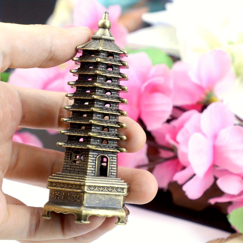 Chinese Traditional Study Desk Decor Metal Wenchang Pagoda Incense Burner For Focus Success Compatible With Sandalwood Incense No Electricity Needed Cultural Home Office Decor - Image 1