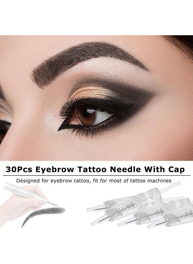 Y&D 30-Piece Disposable Eyebrow Tattoo Needle With Cap Clear/Grey  - Image 5