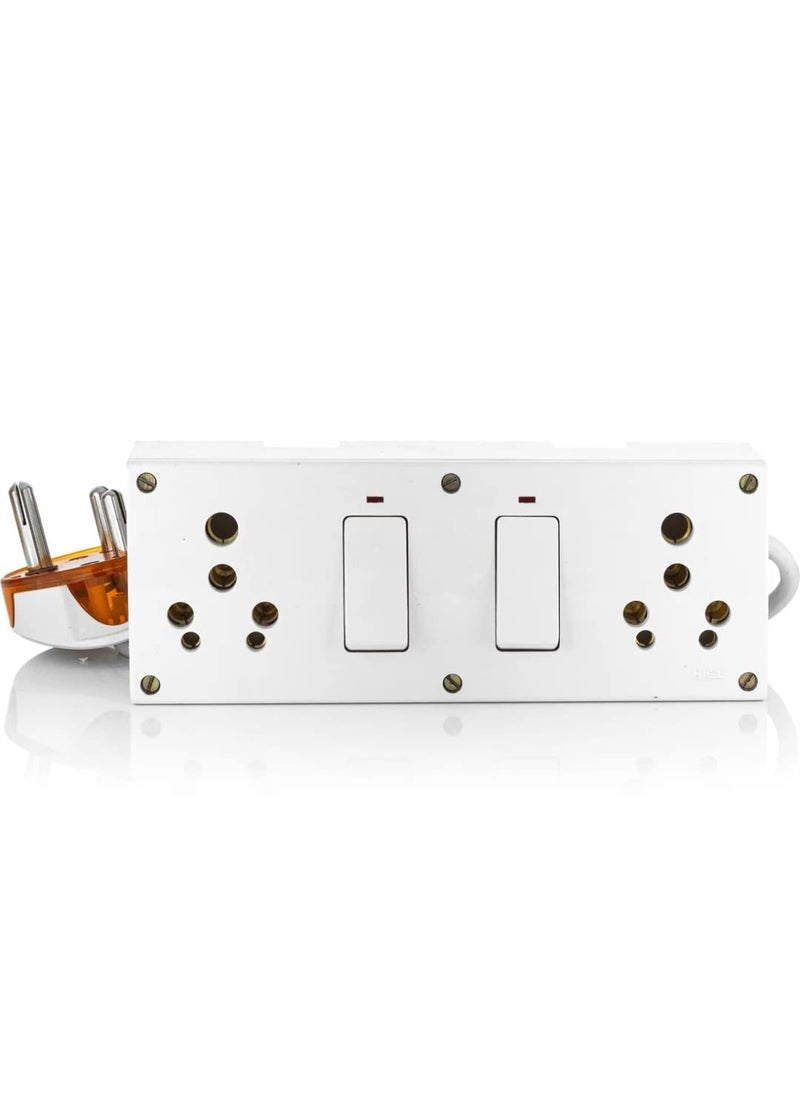 Bahul BAHUL Three pin Multi Plug Point 4 Meter Cord Wall 2Socket and 2Switches Multi Outlet Extension Board  - Image 1