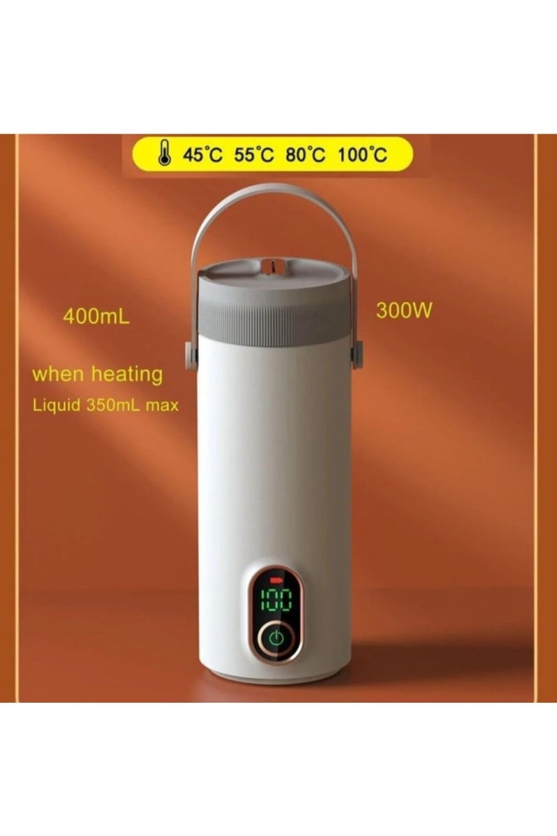 Portable Electric Travel Kettle, 400ml Capacity, 300W, Digital Display, 4 Temperature Settings, White - Image 3