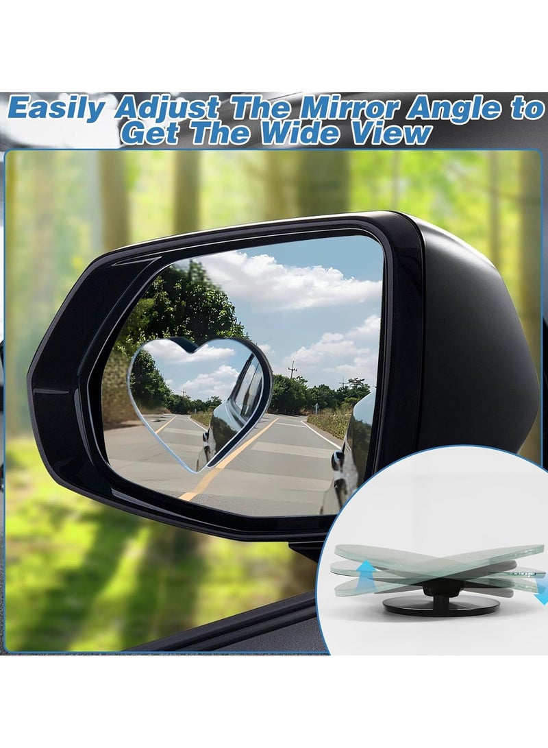 2Pcs Cars Heart Shaped Blind Spot Mirrors Car Side Mirror Blindspot Adjustabe Angle Removable Wide Angle Convex RearView Mirror for Enhanced Safety Universal Fit Stick, Car Accessories for Cars Suvs - Image 4