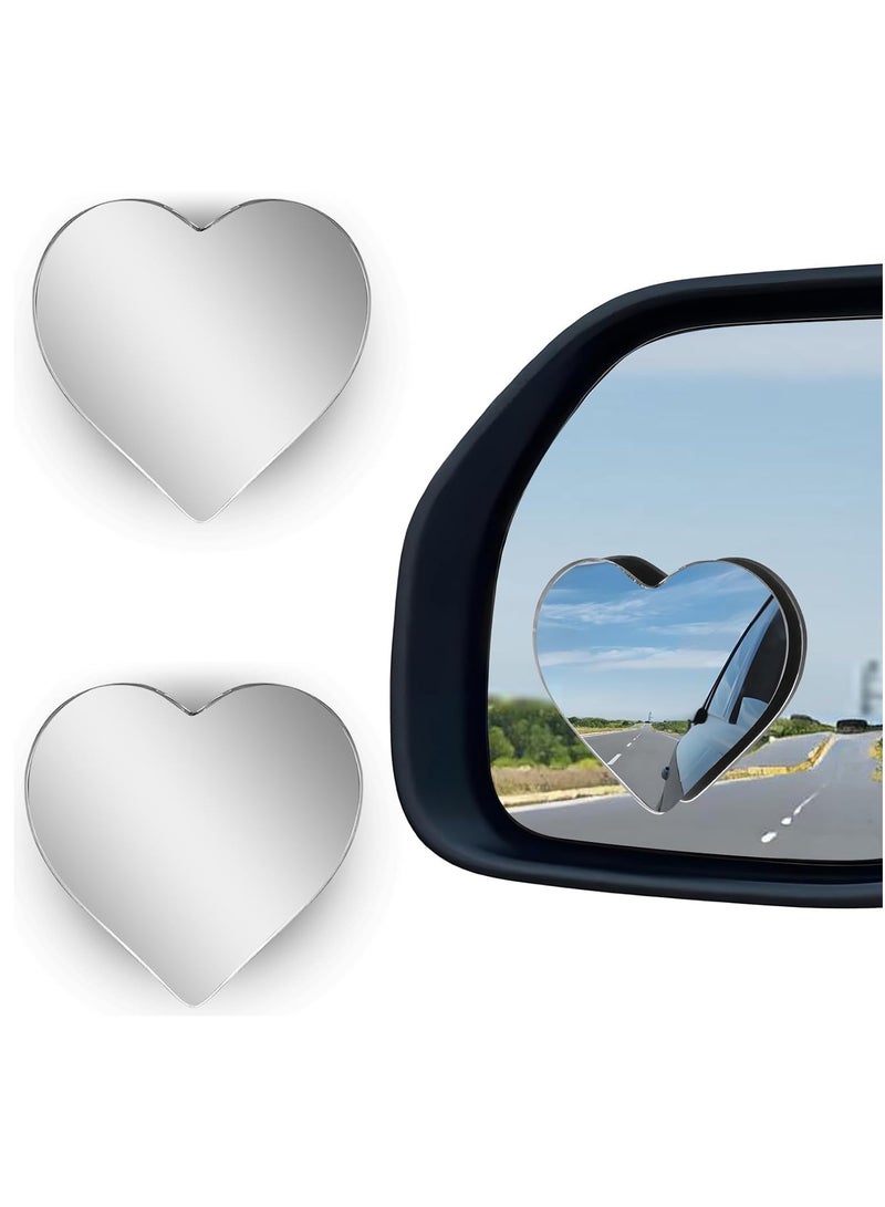 2Pcs Cars Heart Shaped Blind Spot Mirrors Car Side Mirror Blindspot Adjustabe Angle Removable Wide Angle Convex RearView Mirror for Enhanced Safety Universal Fit Stick, Car Accessories for Cars Suvs - Image 1