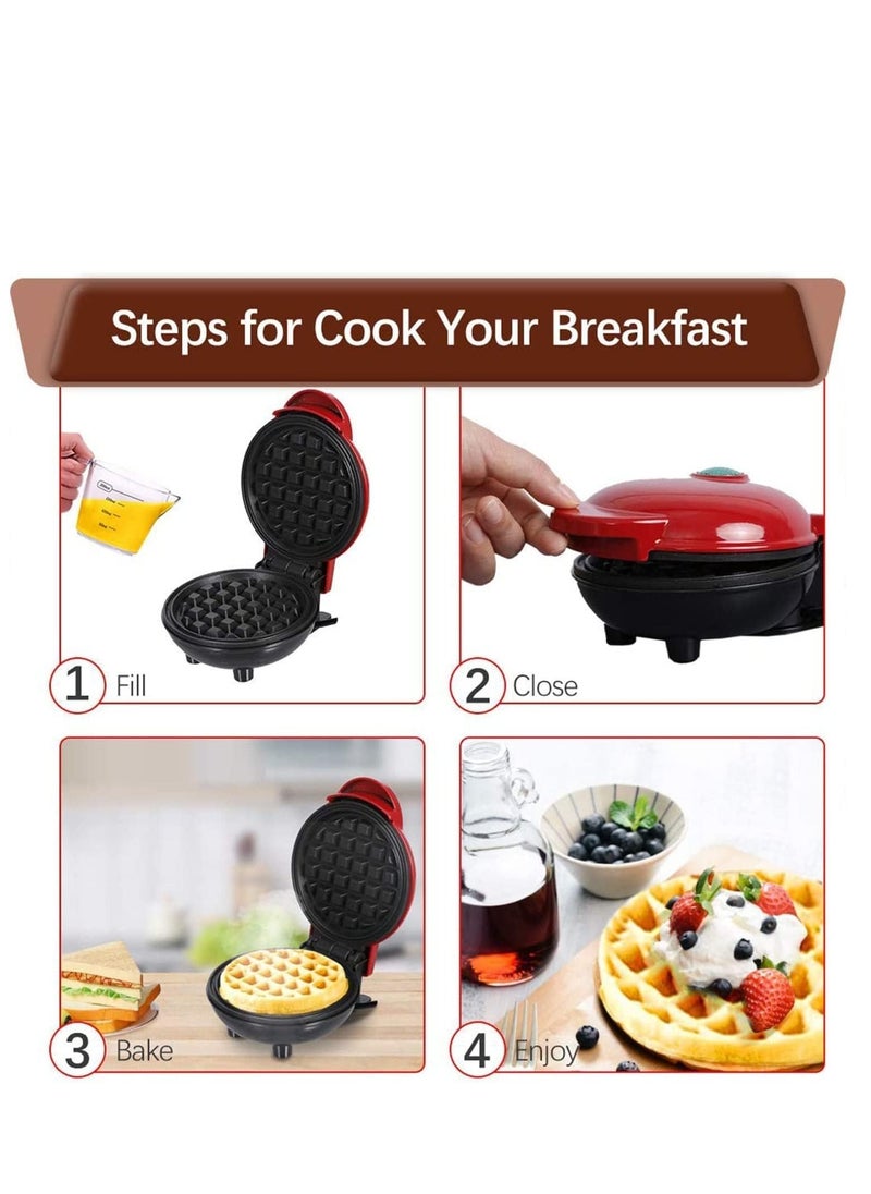 Generic - Mini Waffle Maker, Non Stick Coated Waffle Maker, Classic Waffle Maker, Electric Cake Maker for Pancakes, Biscuits, Crepes, Snacks, Belgian Waffles - Image 1