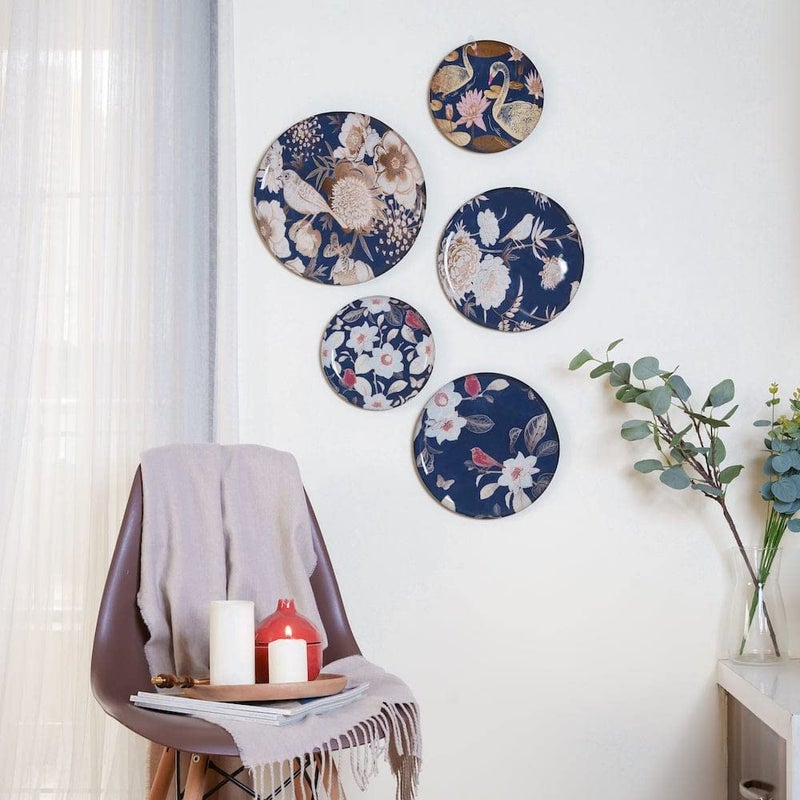 RITUALISTIC Oriental Blooms Wall Plates for home decoration Wall decor items for living room Metal Wall dcor Gift items for women and men Home Dcor Gift Items Set of 5 plates - Image 3