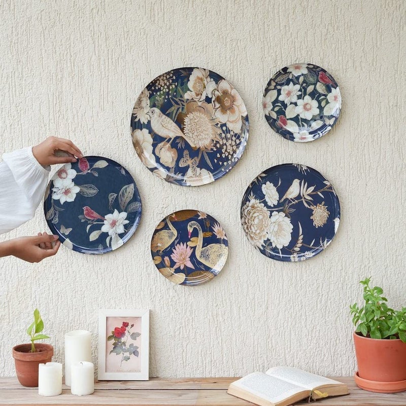 RITUALISTIC Oriental Blooms Wall Plates for home decoration Wall decor items for living room Metal Wall dcor Gift items for women and men Home Dcor Gift Items Set of 5 plates - Image 5