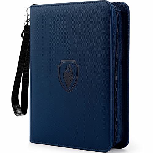 Fabmaker Premium 4 Pocket Zip Card Binder Trading Card Binder for 320 Cards Portable PU Card Collection Binder Collector Card Album Folder for Game Sports Cards Navy Blue - Image 1