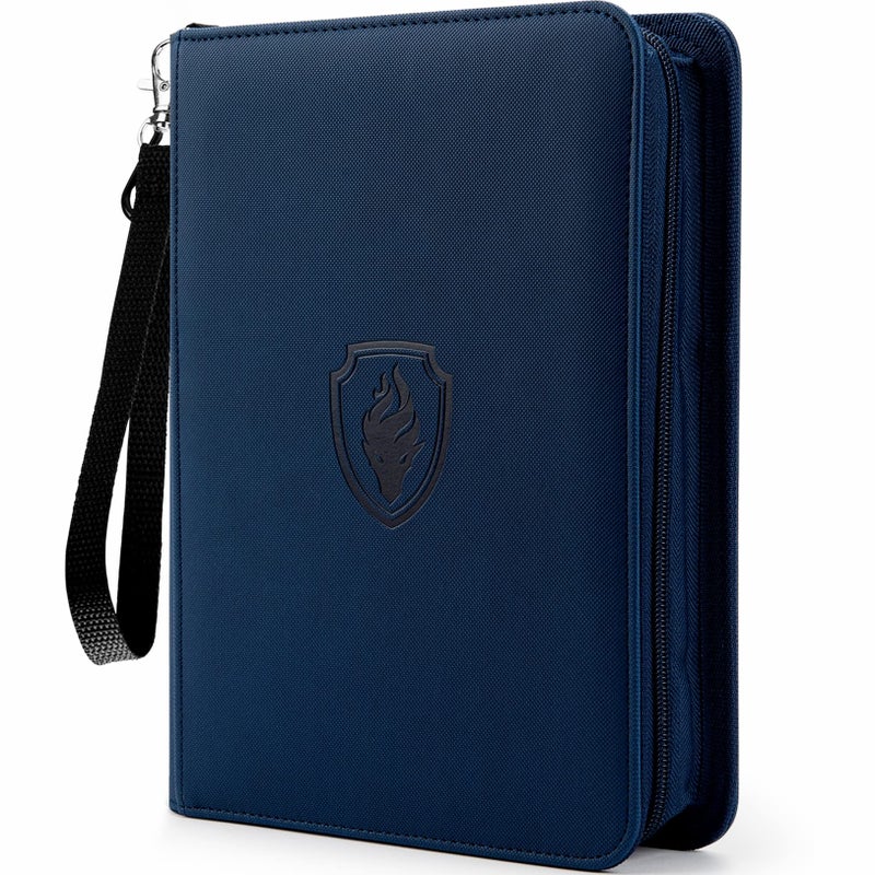 Fabmaker Premium 4 Pocket Zip Card Binder Trading Card Binder for 320 Cards Portable PU Card Collection Binder Collector Card Album Folder for Game Sports Cards Navy Blue - Image 2