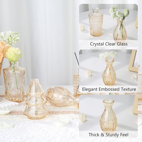 RUCKAE 12 Pack Glass Bud Vases Mini Flower Vase Small Vintage Vases for Centerpiece Table Wedding Decorations Home Decor Party (Gold) - Image 5