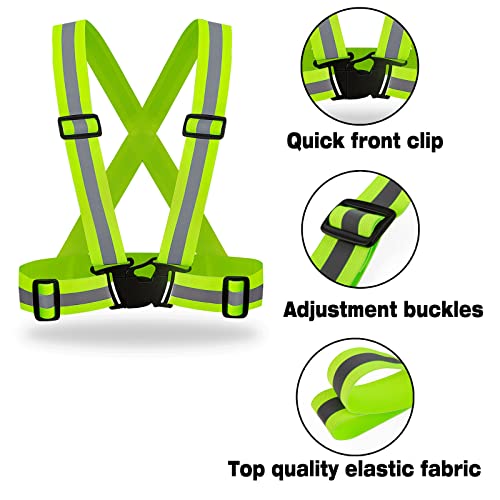 DUSKCOVE 2 Pack Hi Vis Safety Vests - Adjustable Bright Neon Color High Visibility Reflective Safety Straps Gear for Traffic Control, Running, Cycling - Image 4