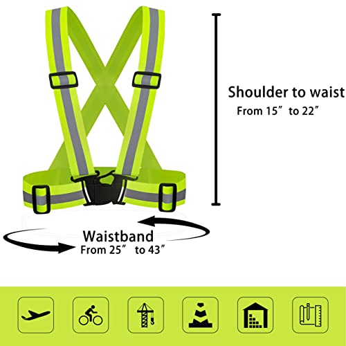 DUSKCOVE 2 Pack Hi Vis Safety Vests - Adjustable Bright Neon Color High Visibility Reflective Safety Straps Gear for Traffic Control, Running, Cycling - Image 2