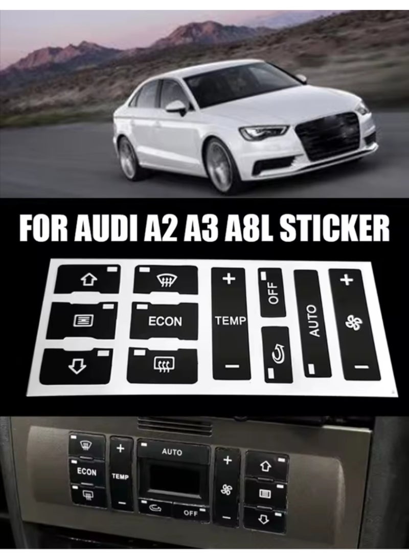 A set of stickers to repair faded or smudged air conditioning control buttons. This is a replacement sticker to correct and clarify the buttons. Compatible with Audi A2, A3 and A8L. The sticker is placed over the button only to renew the button color and clarify the shape of the scratched or erased buttons - Image 3