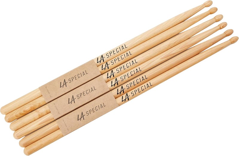 promark LA Specials Drum Sticks - 5B Drumsticks - Drum Sticks Set for Acoustic Drums or Electronic Drums - Oval Wood Tip - Hickory Drum Sticks - Consistent Weight and Pitch - 3 Pairs - Image 2