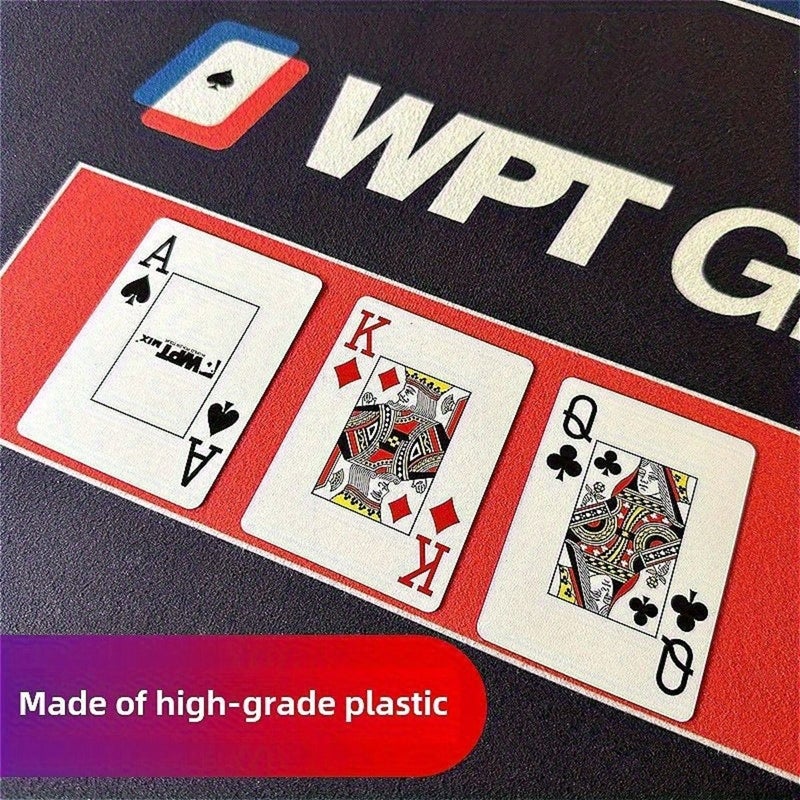 طقم بطاقات بوكر WPT Texas Holdem مكون من قطعتين، بجودة احترافية لمستوى البطولات، باللونين الأحمر والأزرق، بلاستيك صلب عالي الجودة مقاوم للثني، طلاء صامت غير قابل للانزلاق، مثالي لعشاق اللعبة. - Image 5