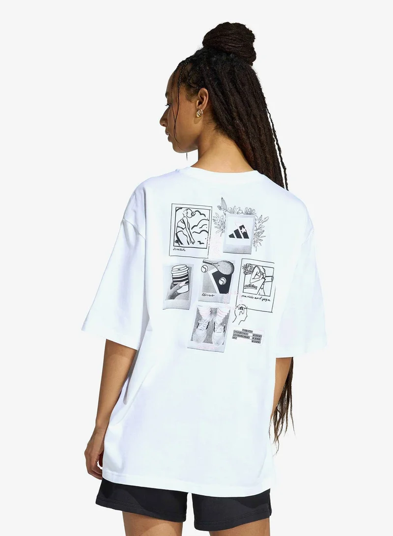 Adidas Mini Embroidery Oversized Graphic T-Shirt