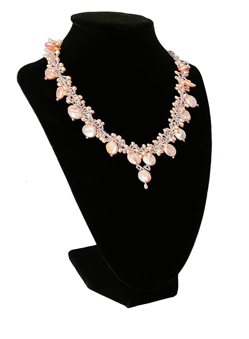 𝐅𝐅𝐃 حامل مجوهرات الرقبة عارضة أزياء حامل قلادة نموذج تمثال نصفي حامل قلادة سلسلة مجوهرات تمثال نصفي الرقبة عرض موقف حامل عارضة أزياء الأسود المخملية قلادة مجوهرات عرض موقف قلادة - Image 2