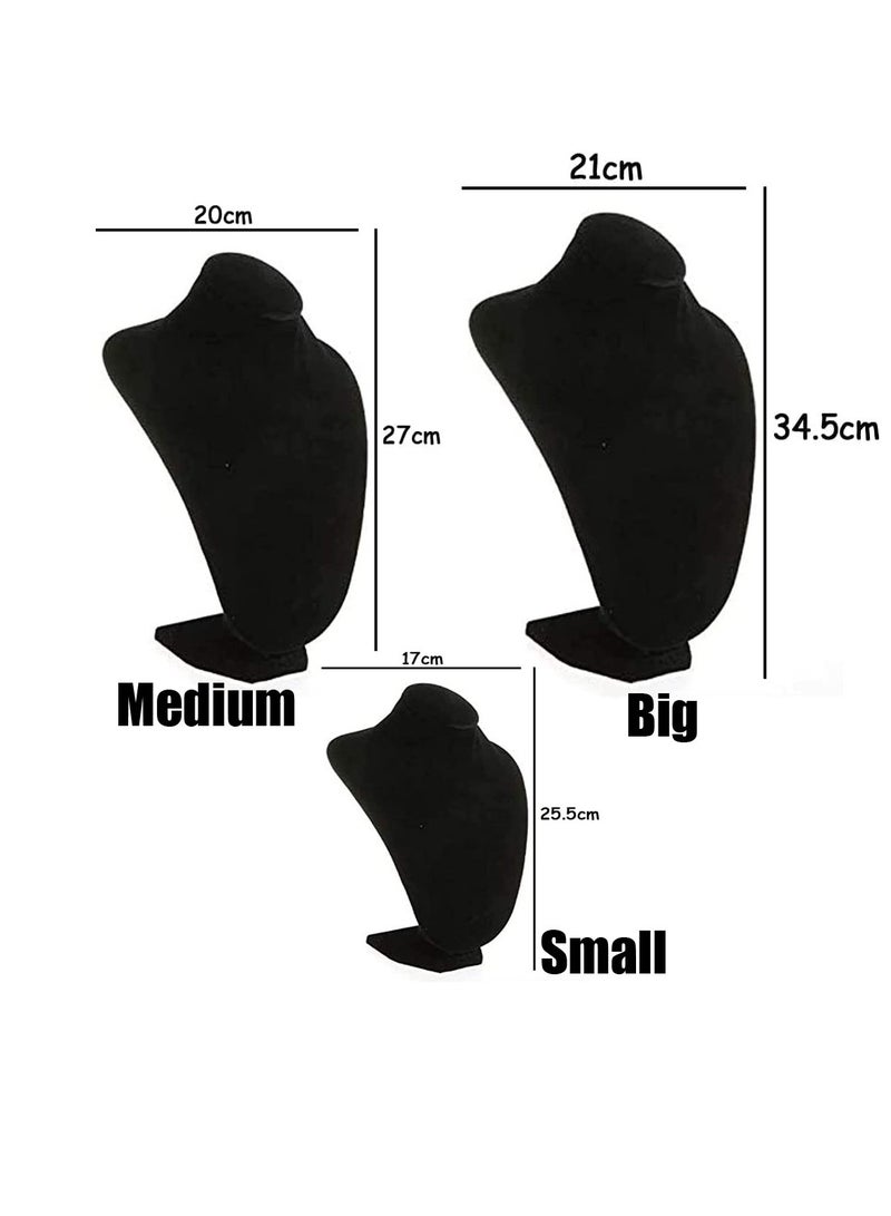 𝐅𝐅𝐃 حامل مجوهرات الرقبة عارضة أزياء حامل قلادة نموذج تمثال نصفي حامل قلادة سلسلة مجوهرات تمثال نصفي الرقبة عرض موقف حامل عارضة أزياء الأسود المخملية قلادة مجوهرات عرض موقف قلادة - Image 4