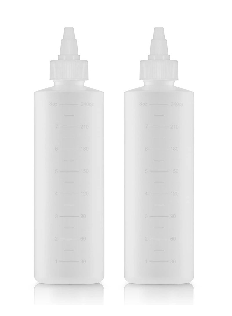 Bar5F Applicator Bottle for Hair - 2-Pack, 8.5 Ounce, Translucent, Adjustable Nozzle, Open/Close Feature, Squeeze Design with Measuring Scale - Ideal for Scalp, Hair Color, Roots, Hair Oil Application - Image 1