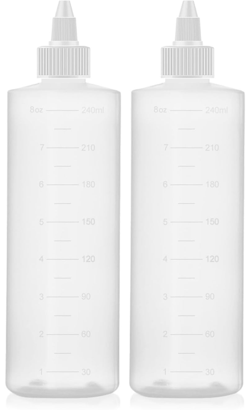 Bar5F 8.5-Ounce Squeeze Bottles | Leakproof Twist Cap Applicator | Measuring Scale | Applicator Bottle for Hair Treatment, Scalp Oil, Root, Color Dye, Perms | Translucent BPA Free 2 Pack - Image 1