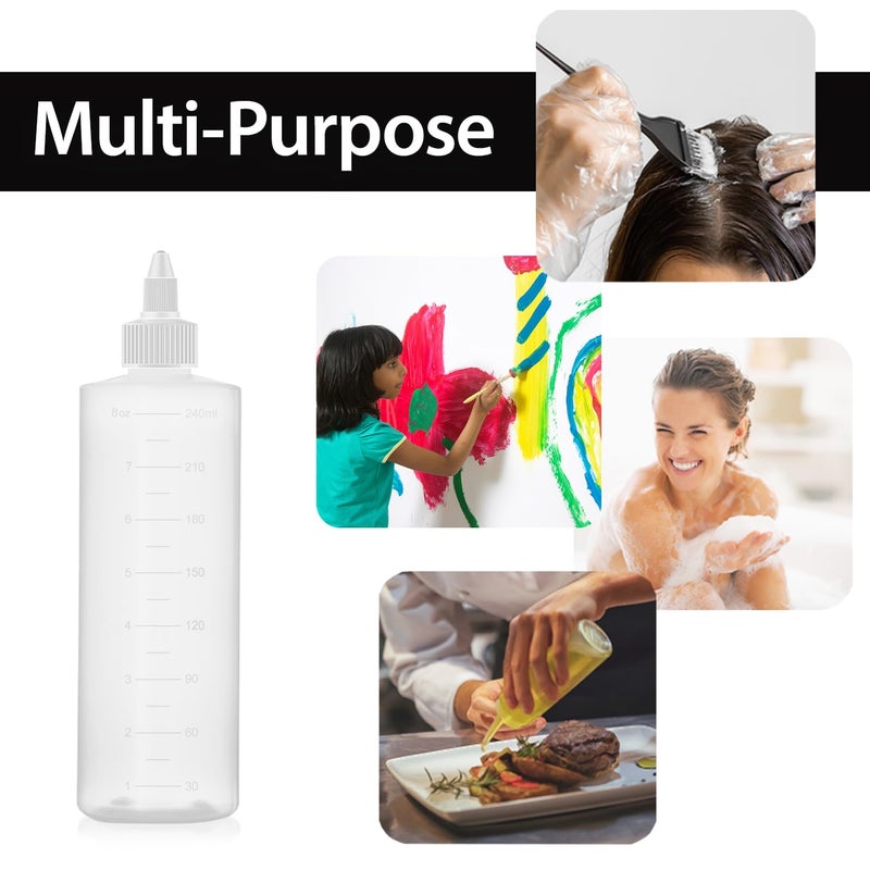 Bar5F 8.5-Ounce Squeeze Bottles | Leakproof Twist Cap Applicator | Measuring Scale | Applicator Bottle for Hair Treatment, Scalp Oil, Root, Color Dye, Perms | Translucent BPA Free 2 Pack - Image 3