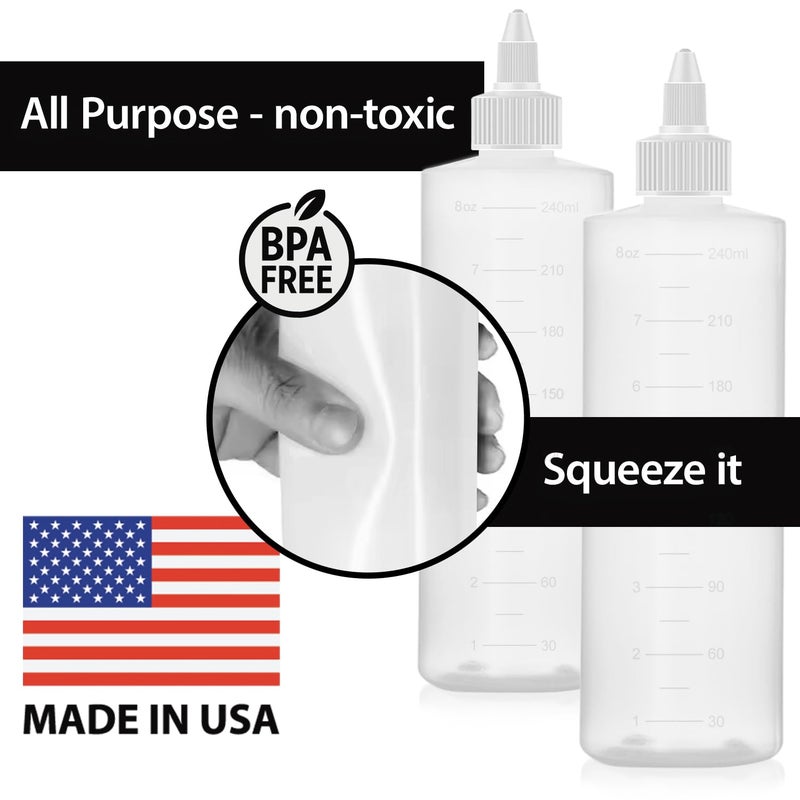 Bar5F 8.5-Ounce Squeeze Bottles | Leakproof Twist Cap Applicator | Measuring Scale | Applicator Bottle for Hair Treatment, Scalp Oil, Root, Color Dye, Perms | Translucent BPA Free 2 Pack - Image 2